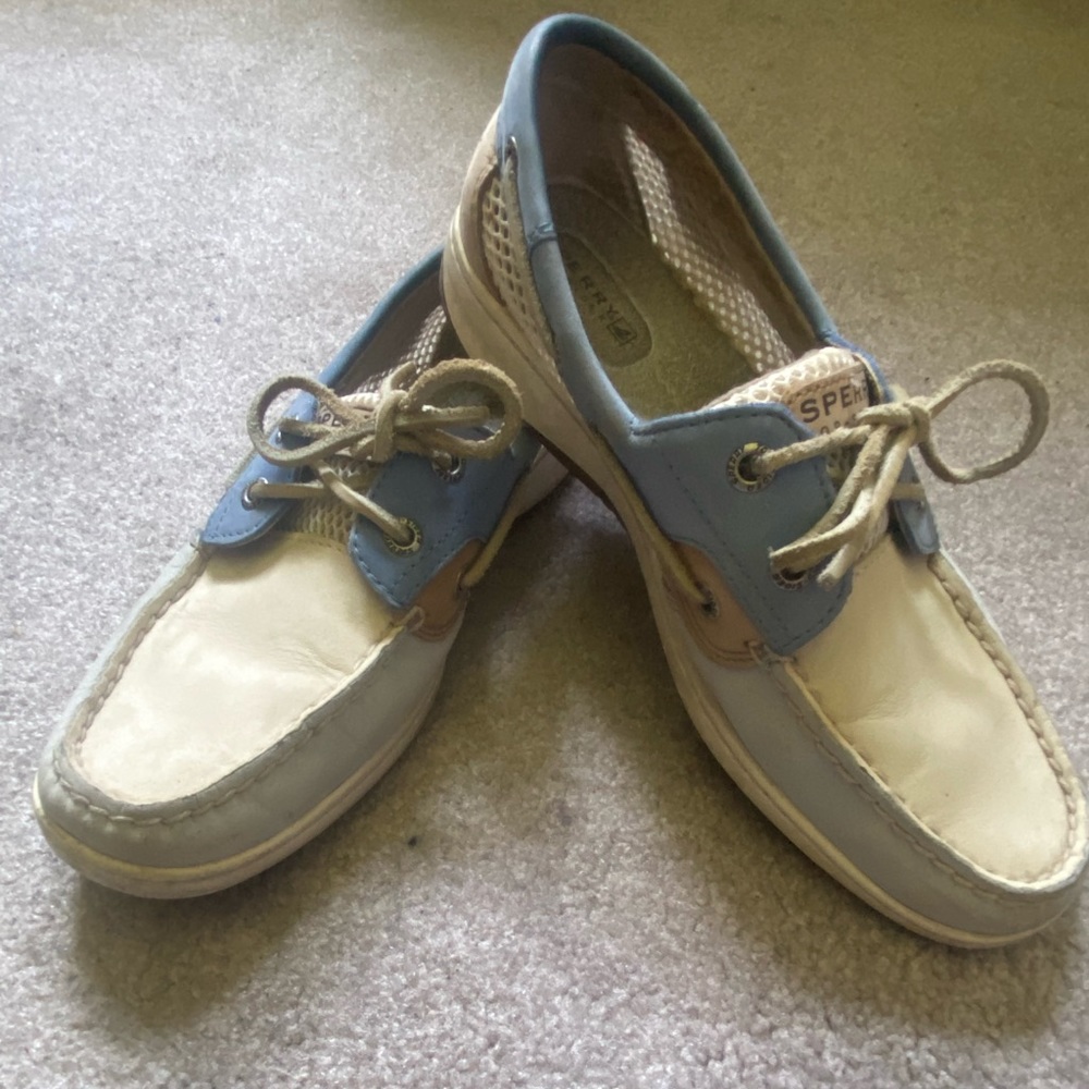 Blue and beige sperry's shoes top-sider